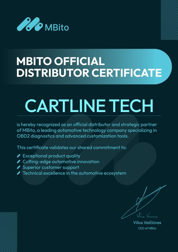 Certificat distribuitor MBito – Cartline Tech